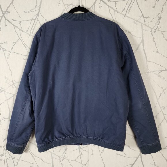 RVCA Navy Cotton Canvas Full Zip All City Bomber Jacket - Picture 3 of 6